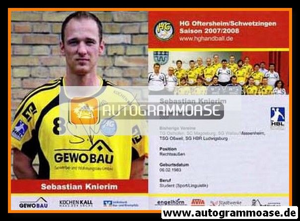 Autogramm Handball | HG Oftersheim/Schwetzingen | 2007 | Sebastian KNIERIM