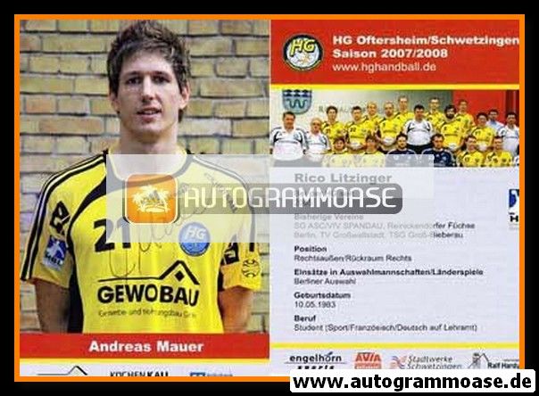 Autogramm Handball | HG Oftersheim/Schwetzingen | 2007 | Andreas MAUER