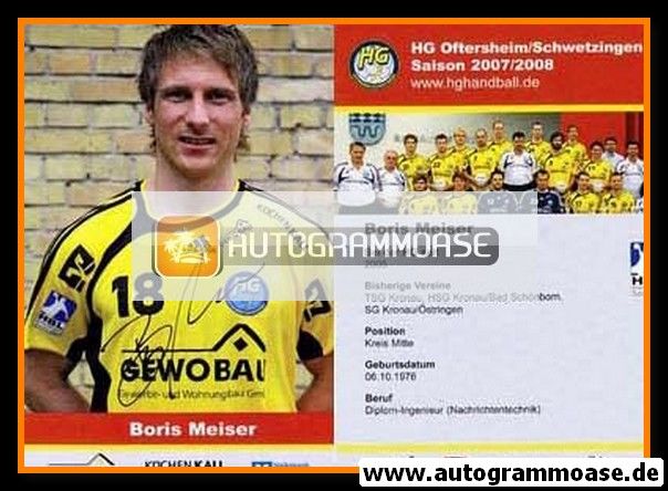 Autogramm Handball | HG Oftersheim/Schwetzingen | 2007 | Boris MEISER