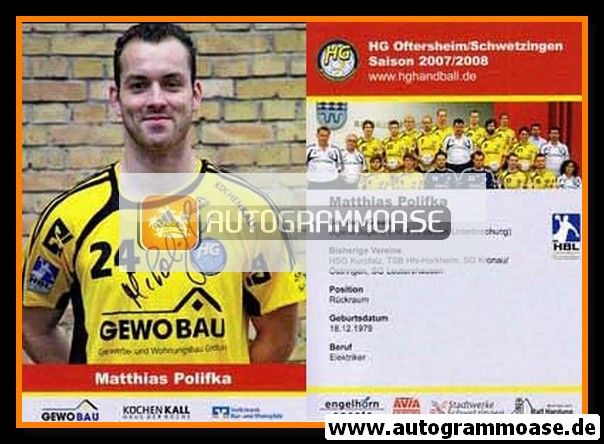 Autogramm Handball | HG Oftersheim/Schwetzingen | 2007 | Matthias POLIFKA