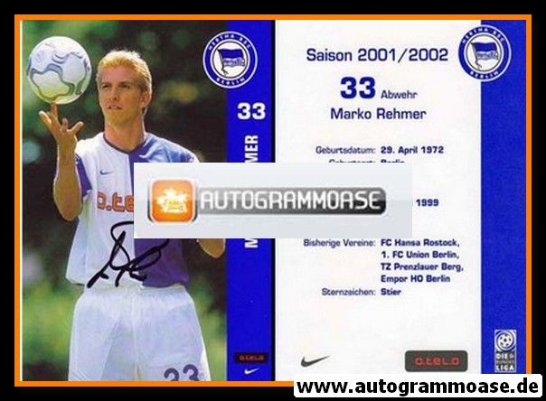 Autogramm Fussball | Hertha BSC Berlin | 2001 o.tel.o | Marko REHMER