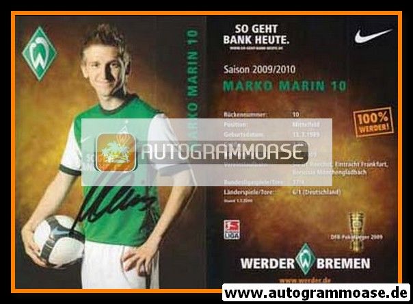 Autogramm Fussball | SV Werder Bremen | 2009 | Marko MARIN
