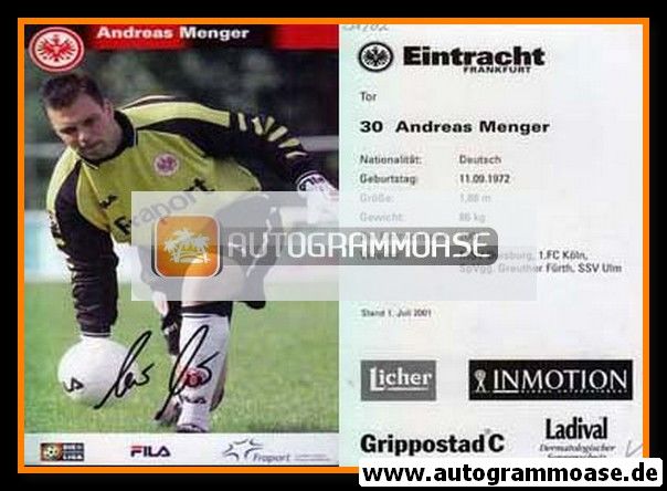 Autogramm Fussball | Eintracht Frankfurt | 2001 | Andreas MENGER