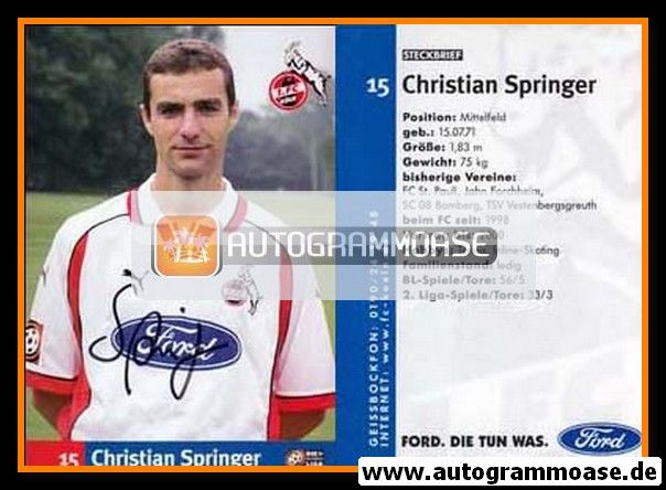 Autogramm Fussball | 1. FC Köln | 1998 | Christian SPRINGER