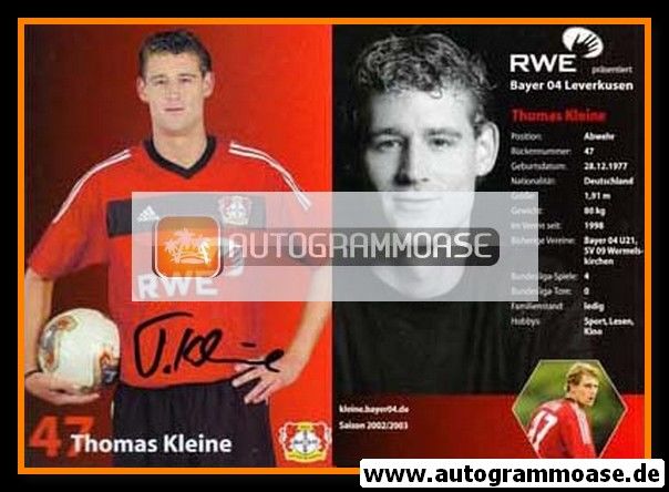 Autogramm Fussball | Bayer Leverkusen | 2002 | Thomas KLEINE