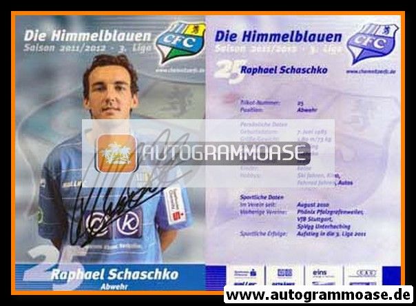 Autogramm Fussball | Chemnitzer FC | 2011 | Raphael SCHASCHKO