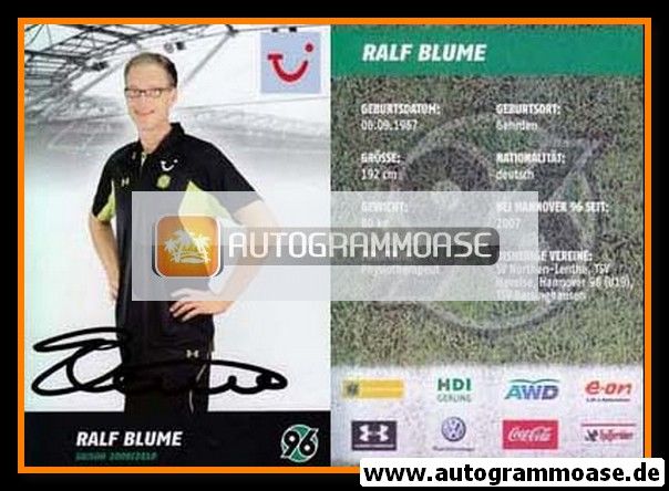 Autogramm Fussball | Hannover 96 | 2009 | Ralf BLUME