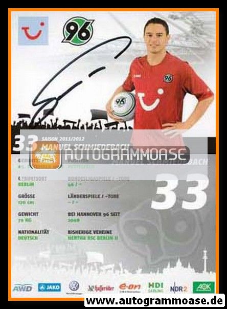 Autogramm Fussball | Hannover 96 | 2011 | Manuel SCHMIEDEBACH