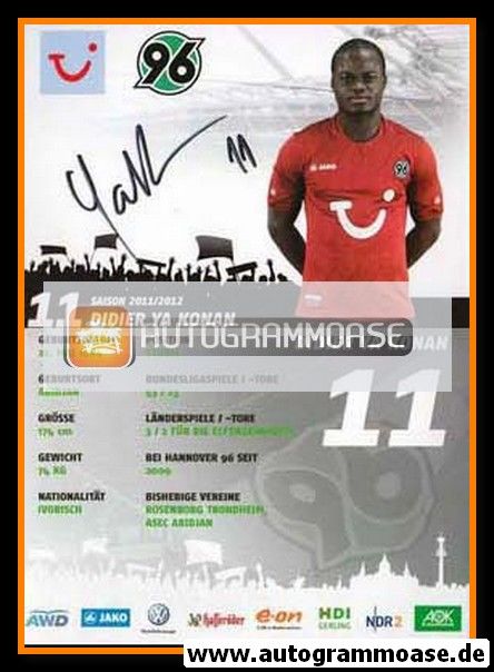 Autogramm Fussball | Hannover 96 | 2011 | Didier YA KONAN
