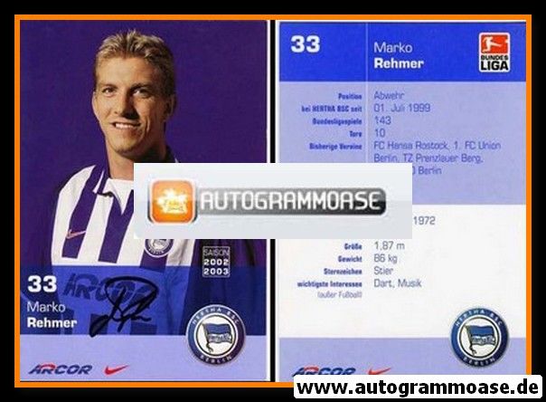 Autogramm Fussball | Hertha BSC Berlin | 2002 | Marko REHMER