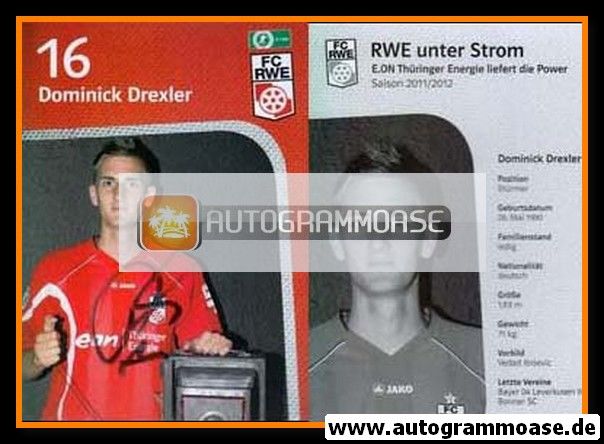 Autogramm Fussball | FC Rot-Weiss Erfurt | 2011 | Dominick DREXLER
