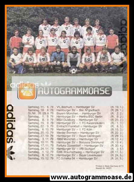 Mannschaftskarte Fussball | Hamburger SV | 1979 Adidas