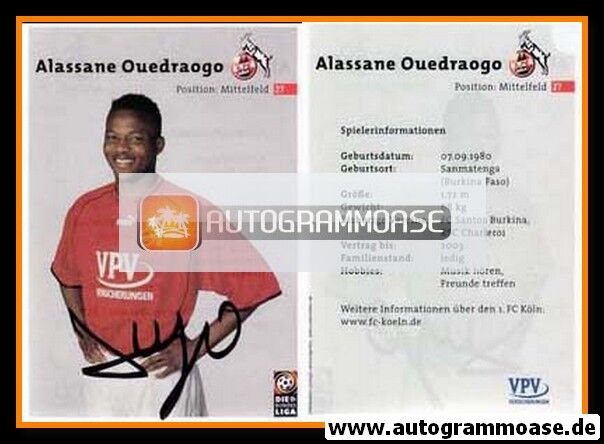Autogramm Fussball | 1. FC Köln | 2001 | Alassane OUEDRAOGO
