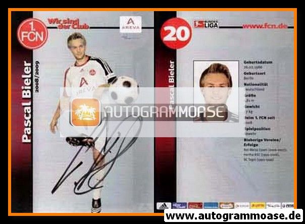 Autogramm Fussball | 1. FC Nürnberg | 2008 Ball | Pascal BIELER
