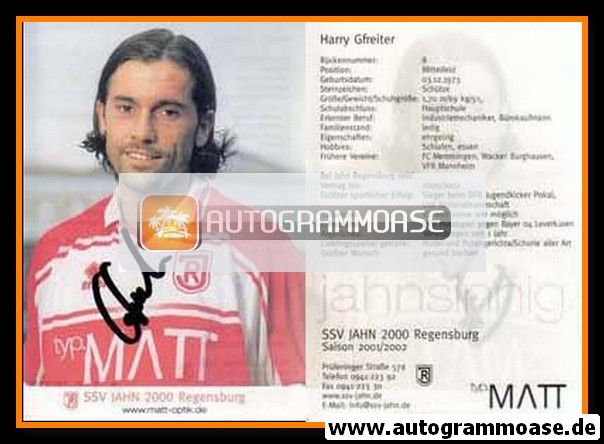 Autogramm Fussball | SSV Jahn Regensburg | 2001 | Harry GFREITER