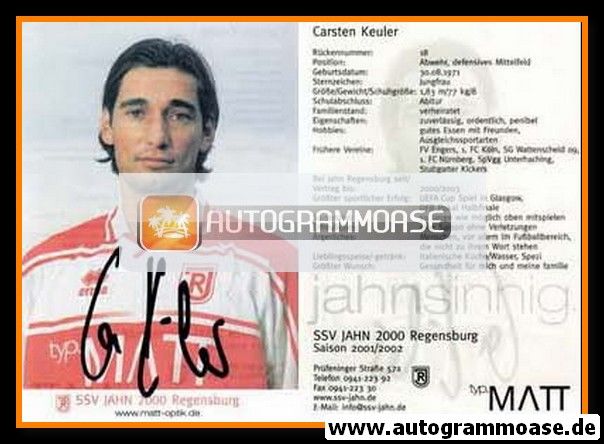 Autogramm Fussball | SSV Jahn Regensburg | 2001 | Carsten KEULER