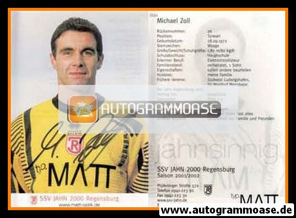 Autogramm Fussball | SSV Jahn Regensburg | 2001 | Michael ZOLL