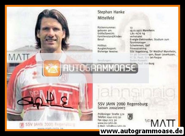Autogramm Fussball | SSV Jahn Regensburg | 2002 | Stephan HANKE