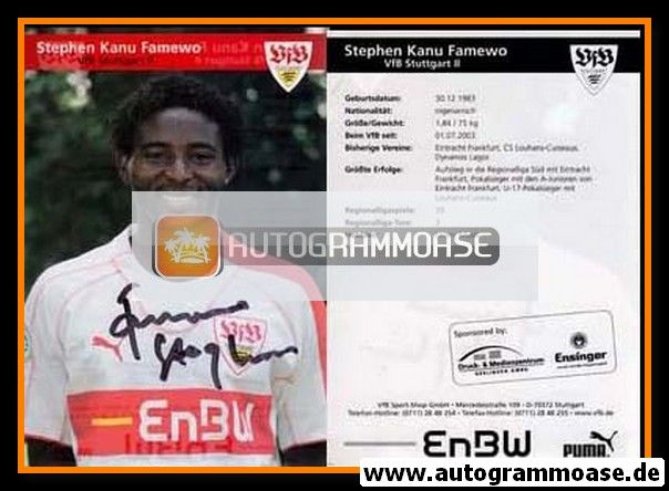 Autogramm Fussball | VfB Stuttgart II | 2005 | Stephen Kanu FAMEWO