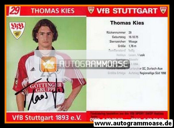 Autogramm Fussball | VfB Stuttgart | 1998 | Thomas KIES