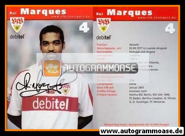 Autogramm Fussball | VfB Stuttgart | 2002 | Rui MARQUES