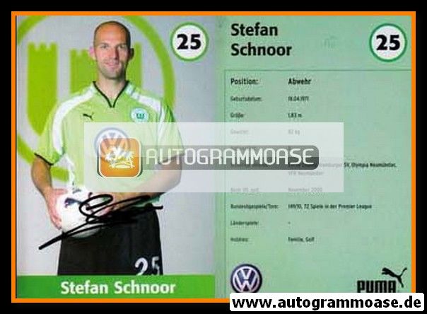 Autogramm Fussball | VfL Wolfsburg | 2001 | Stefan SCHNOOR