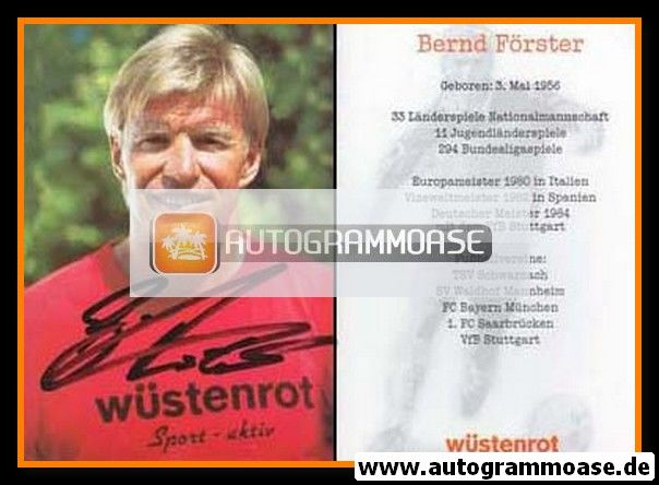 Autogramm Fussball | VfB Stuttgart | 1990er | Bernd FÖRSTER (Wüstenrot) 1