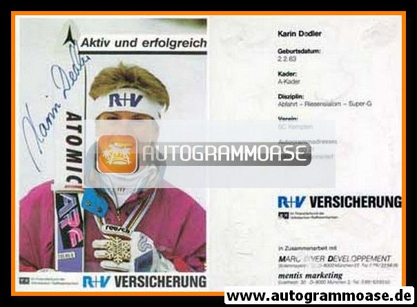 Autogramm Ski Alpin | Karin DEDLER | 1980er (R+V Hochformat)