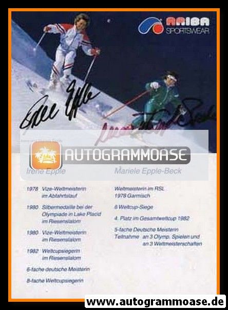 Autogramme Ski Alpin | Irene EPPLE + Maria EPPLE | 1982 (Rennszene Color) Ariba