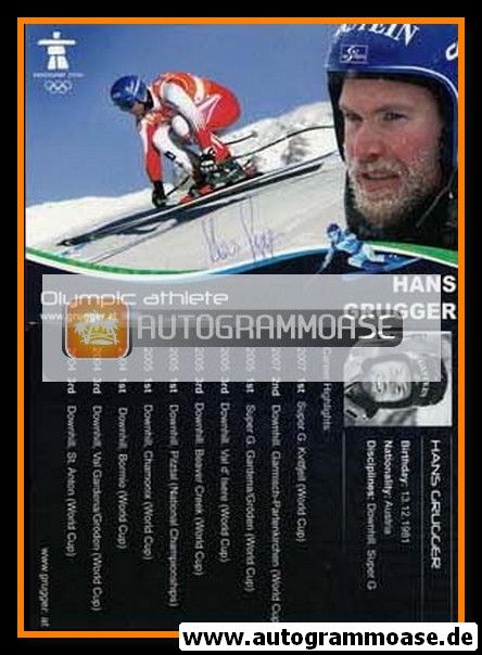 Autogramm Ski Alpin | Hans GRUGGER | 2010 (Vancouver)