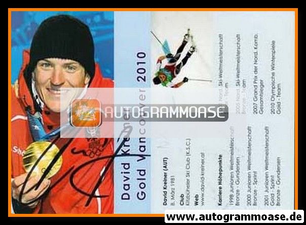 Autogramm Nordische Kombination | David KREINER | 2010 (Portrait Color) OS-Gold