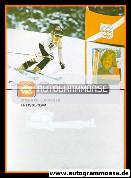 Autogramm Ski Alpin | Irmgard LUKASSER | 1970er (Collage Color) Kneissl