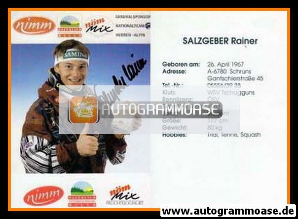 Autogramm Ski Alpin | Rainer SALZGEBER | 1990er (NÖM)