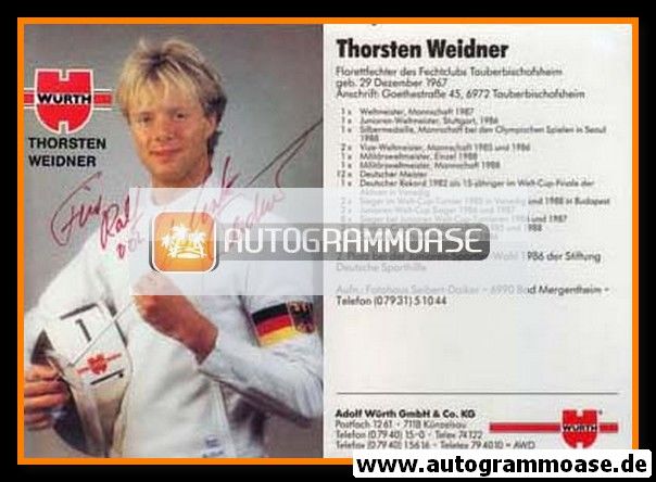 Autogramm Fechten | Thorsten WEIDNER | 1988 (Würth)