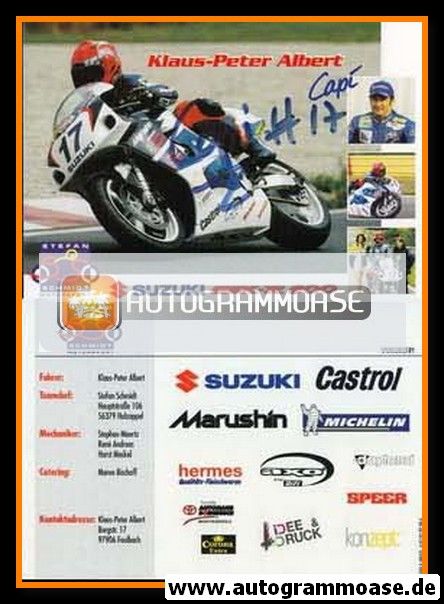 Autogramm Motorrad | Klaus-Peter ALBERT | 1990er (Rennszene)