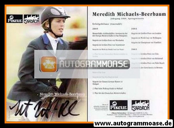 Autogramm Reiten | Meredith MICHAELS-BEERBAUM | 2000er (Pikeur)
