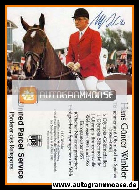 Autogramm Reiten | Hans Günter WINKLER | 1980er (Portrait Color UPS) OS-Gold