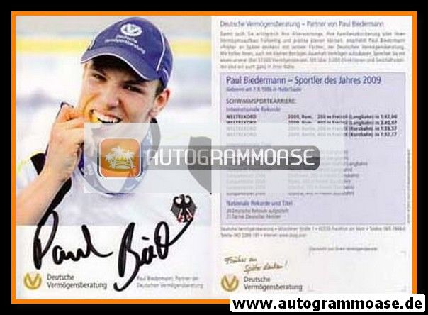 Autogramm Schwimmen | Paul BIEDERMANN | 2009 (Sportler des Jahres)