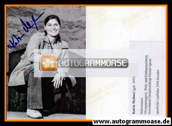 Autogramm Schwimmen | Katrin MEISSNER | 1990er Foto (Portrait SW) OS-Gold