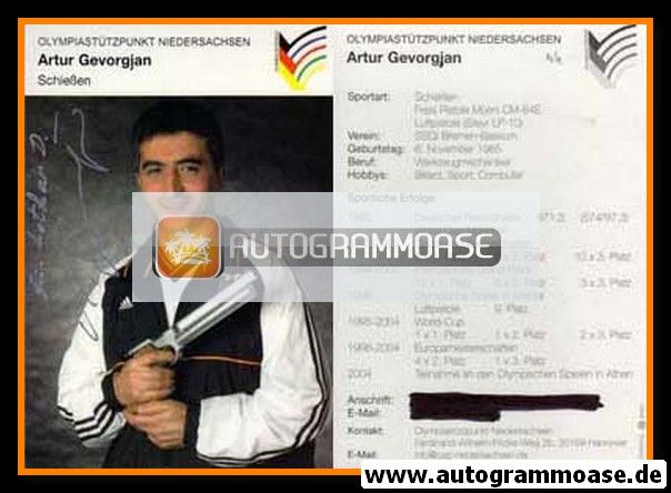 Autogramm Schiessen | Artur GEVORGJAN | 2004 (OS Niedersachsen)