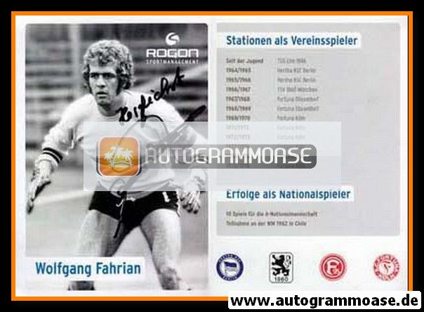 Autogramm Fussball | 1970er Retro | Wolfgang FAHRIAN (Rogon)