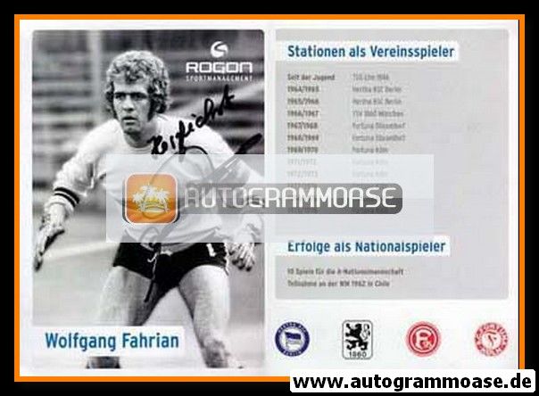 Autogramm Fussball | 1970er Retro | Wolfgang FAHRIAN (Spielszene SW) Rogon