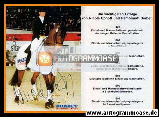 Autogramm Reiten | Nicole UPHOFF | 1992 (Dressurszene Color Borbet) OS-Gold