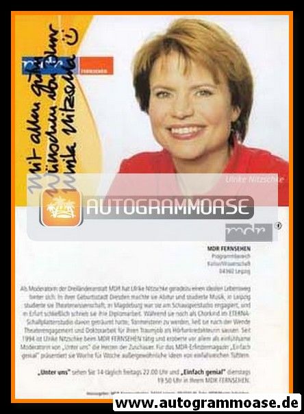 Autogramm TV | MDR | Ulrike NITZSCHKE | 2010er "Unter uns / Einfach Genial"