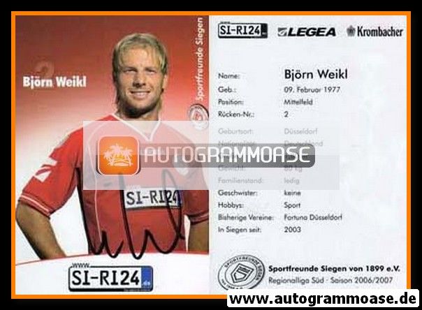 Autogramm Fussball | Sportfreunde Siegen | 2006 | Björn WEIKL