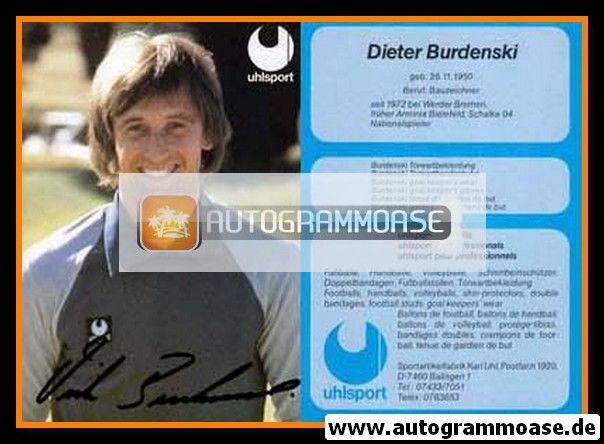 Autogramm Fussball | 1970er Uhlsport | Dieter BURDENSKI (SV Werder Bremen)