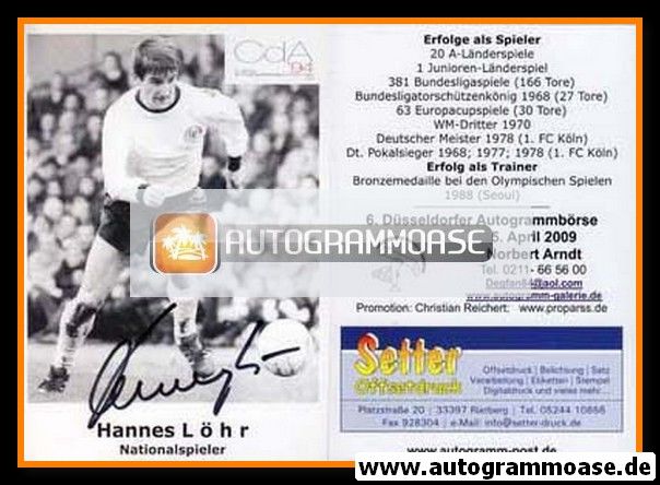 Autogramm Fussball | DFB | 1970er Retro | Hannes LÖHR 