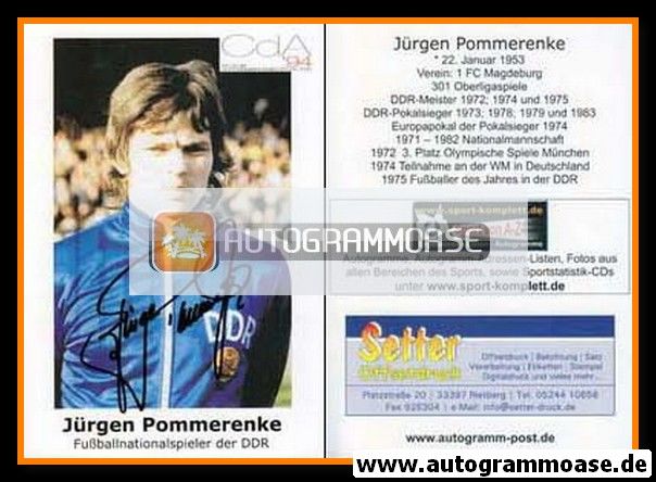 Autogramm Fussball | DDR | 1970er Retro | Jürgen POMMERENKE (CdA)