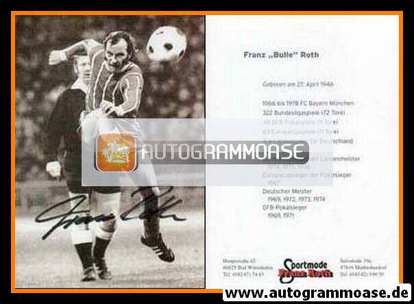 Autogramm Fussball | FC Bayern München | 1970er Retro | Franz ROTH (Spielszene SW)