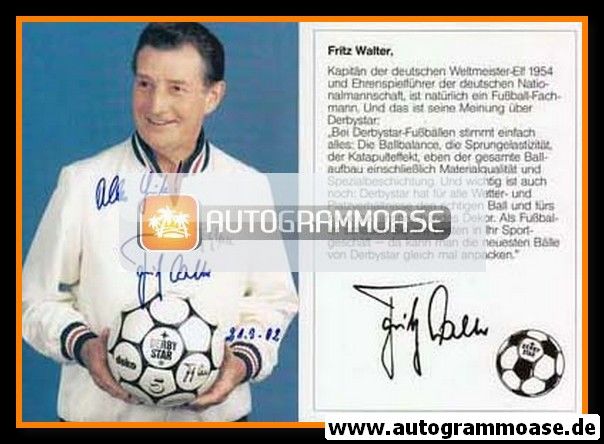Autogramm Fussball | DFB | 1990er | Fritz WALTER (Portrait Color) Derbystar